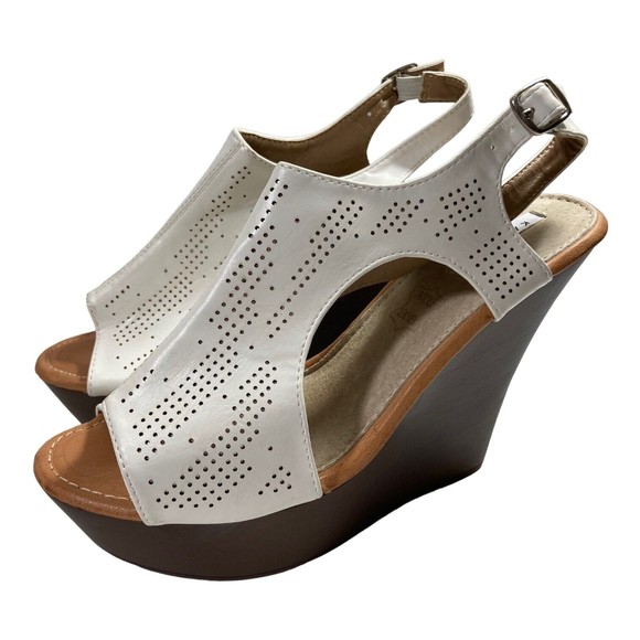 Kayleen By Los Angeles "Belliza-8" White Platform Sandals Shoes Heels Women's 10 - Picture 2 of 9